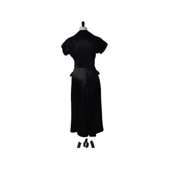Vintage 40s/50s Donald Original Black Satin Dress with Front Lace Trim Medium - Picture 8 of 11